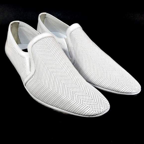 GOODMAN 🇮🇹 MEN'S WHITE LEATHER COMFORT SUMMER LOAFERS - Picture 2 of 6